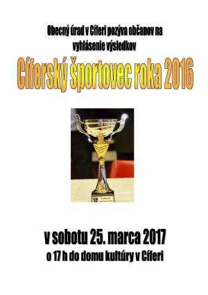 Vyhlásenie výsledkov Športovec roka 2016 1