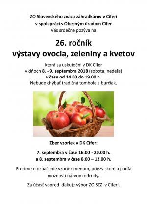Výstava ovocia, zeleniny a kvetov - 8.-9.9.2018 1