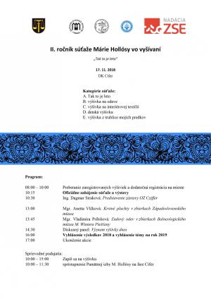 2. ročník súťaže Márie Hollósy vo vyšívaní - 17.11.2018 1