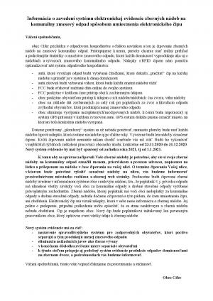Informácia o zavedení systému elektronickej evidencie zberných nádob 1