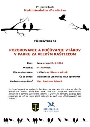Pozorovanie a počúvanie vtákov v parku za veľkým kaštieľom 1