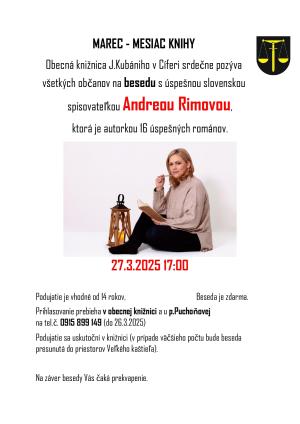 Beseda s úspešnou slovenskou autorkou Andreou Rimovou 1